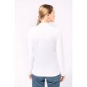 Polo Femme Manches Longues 100% Coton Blanc