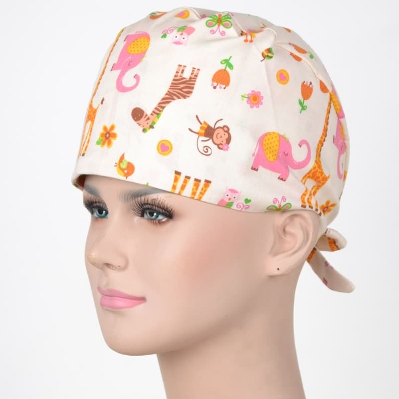 Calot Pediatre Beige motif Animaux Savane