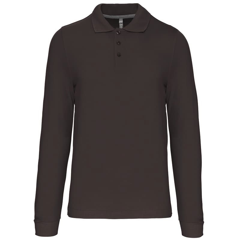 Polo Homme Manches Longues 100% Coton Blanc