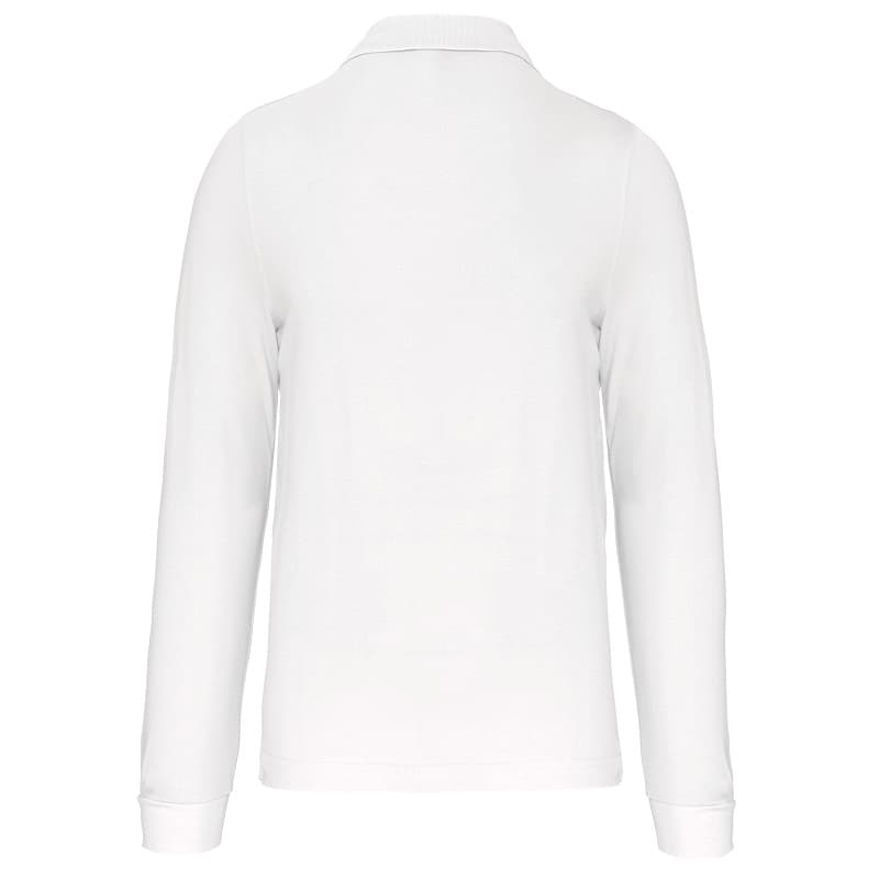 Polo Homme Manches Longues 100% Coton Blanc