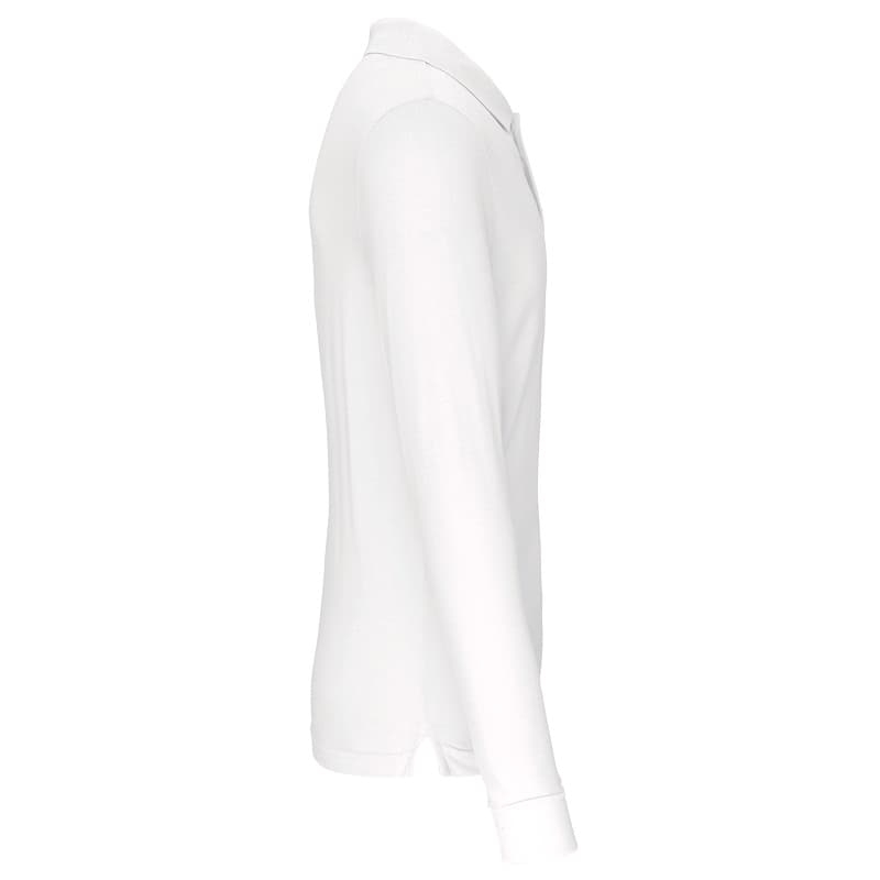 Polo Homme Manches Longues 100% Coton Blanc