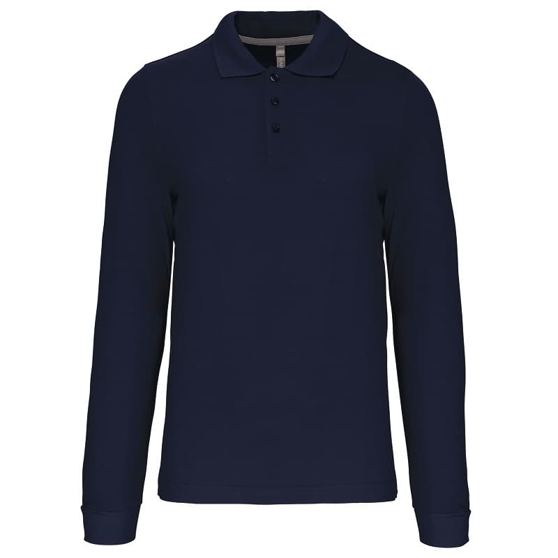 Polo Homme Manches Longues 100% Coton Blanc