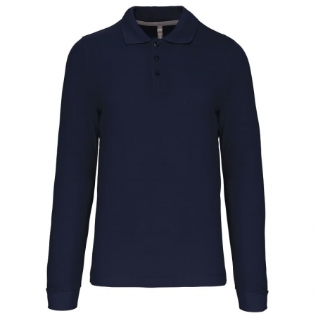 Polo Homme Manches Longues 100% Coton Blanc