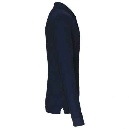 Polo Homme Manches Longues 100% Coton Blanc