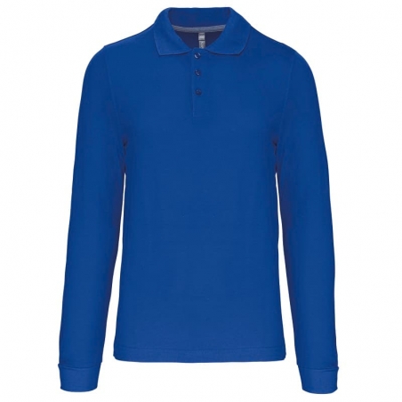 Polo Homme Manches Longues 100% Coton Blanc