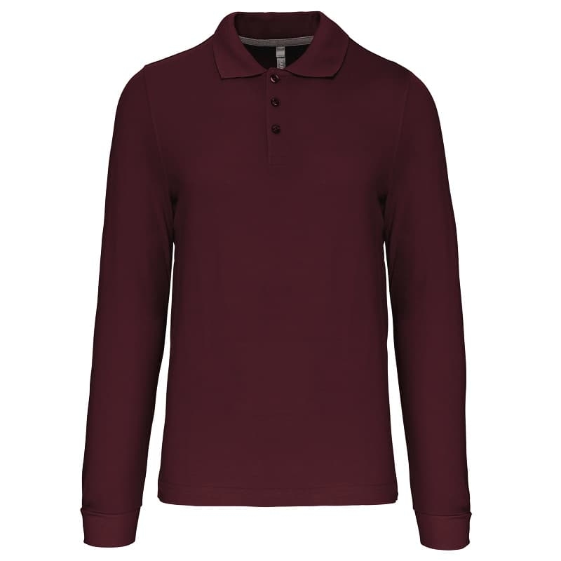 Polo Homme Manches Longues 100% Coton Blanc