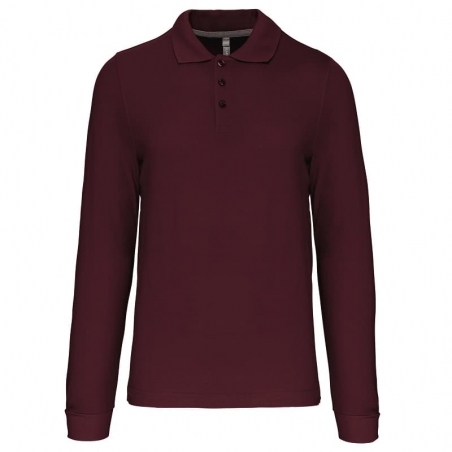Polo Homme Manches Longues 100% Coton Blanc