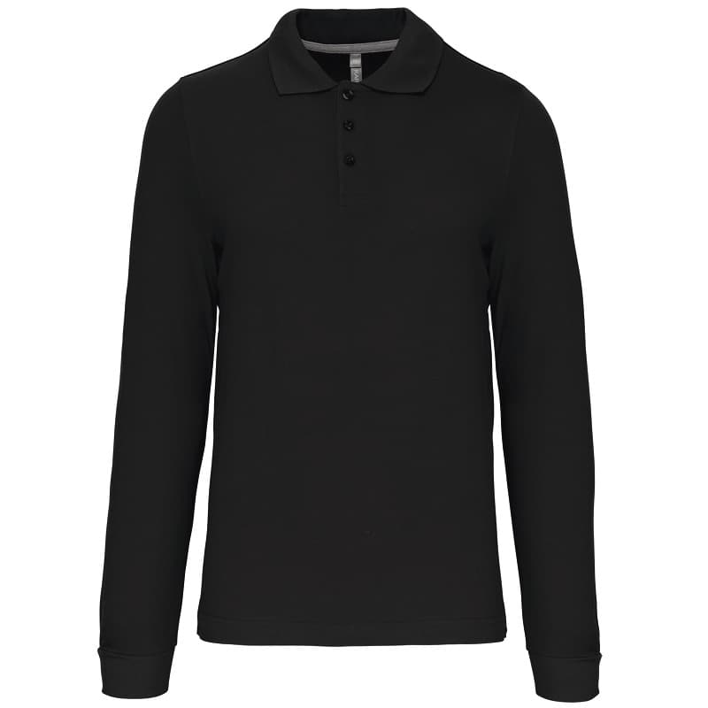 Polo Homme Manches Longues 100% Coton Blanc