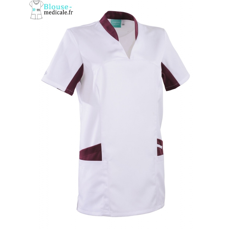 Tunique Medicale Lafont Clemix 2.0 Femme LAURA Blanc Prune