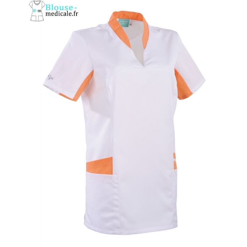Tunique Medicale Lafont Clemix 2.0 Femme LAURA Blanc Abricot