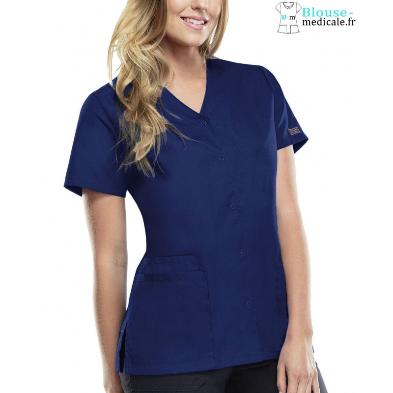 Blouse Médicale Pression Femme Cherokee 4770 Bleu Marine
