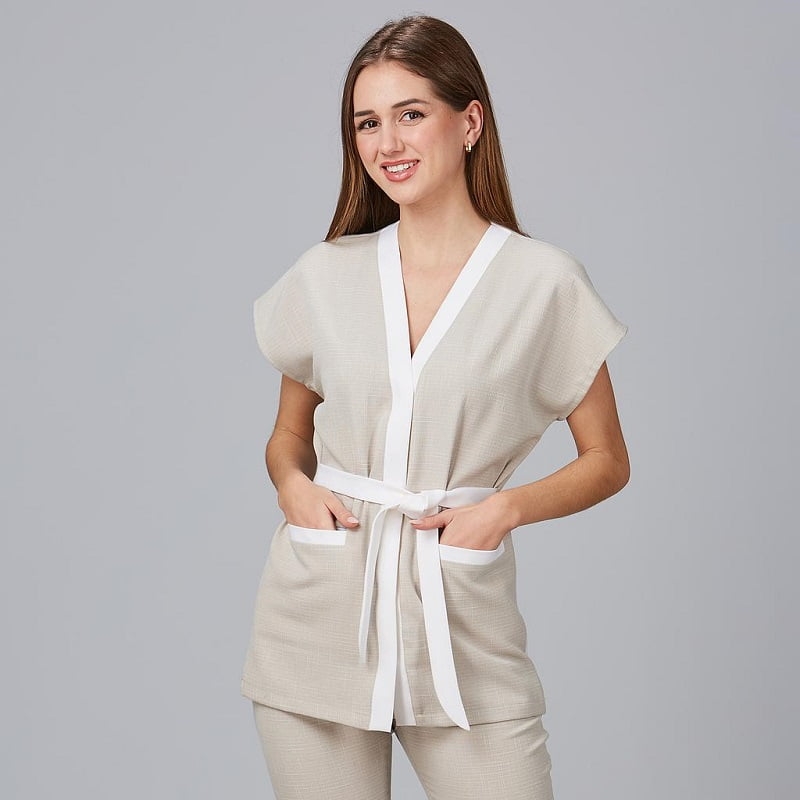 Blouse esthéticienne réglable aspect lin Loto Gary's