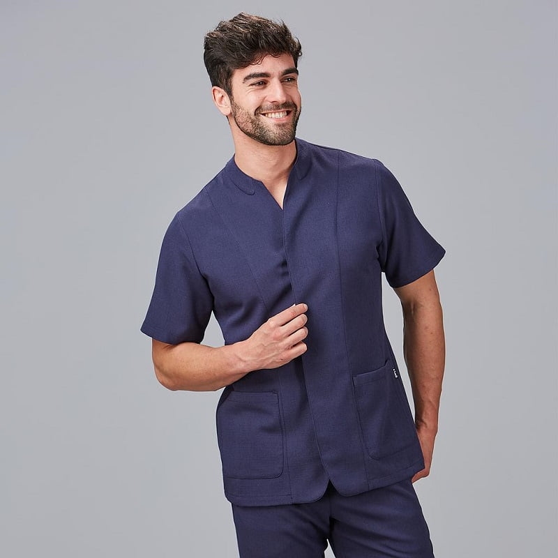 Blouse à pression homme aspect lin Cliclamen Gary's