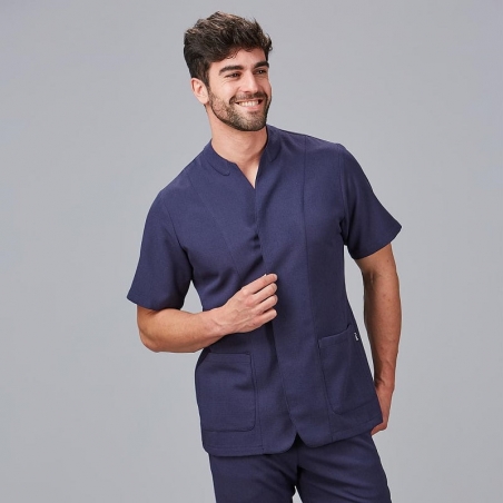 Blouse à pression homme aspect lin Cliclamen Gary's