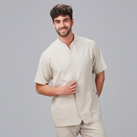 Blouse à pression homme aspect lin Cliclamen Gary's