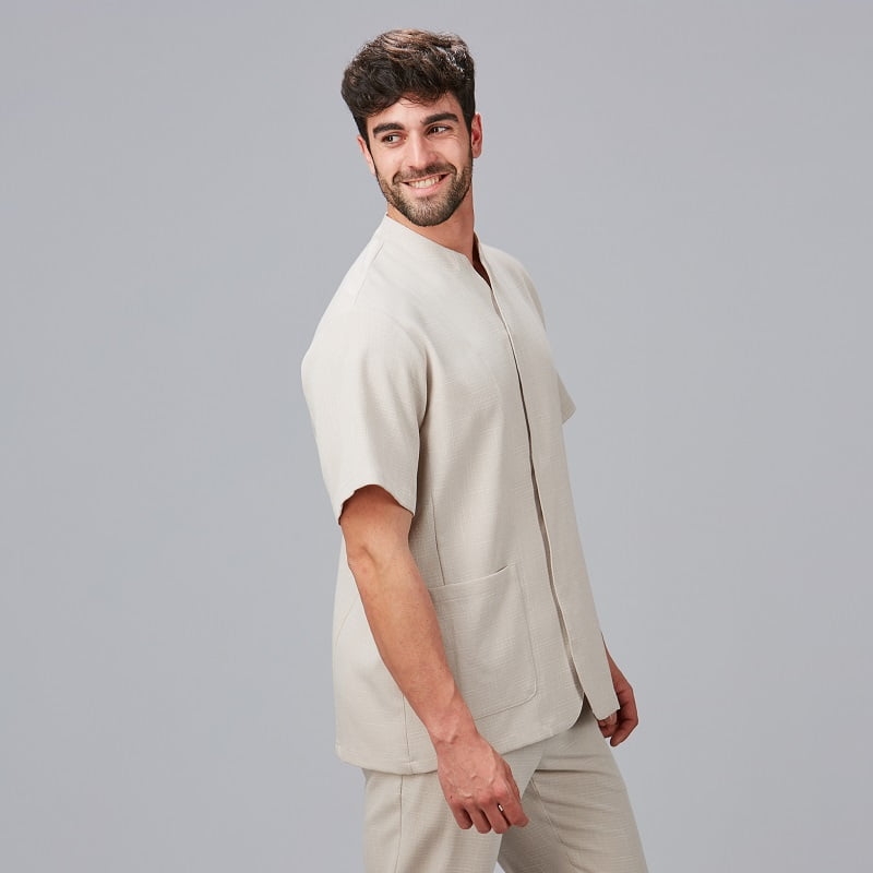 Blouse à pression homme aspect lin Cliclamen Gary's