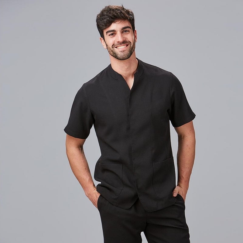 Blouse à pression homme aspect lin Cliclamen Gary's