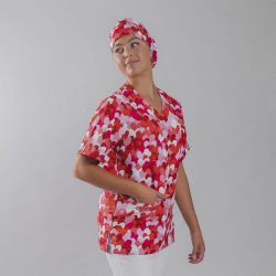 Tunique médicale unisexe imprimé coeurs rouge Agatha Gary's