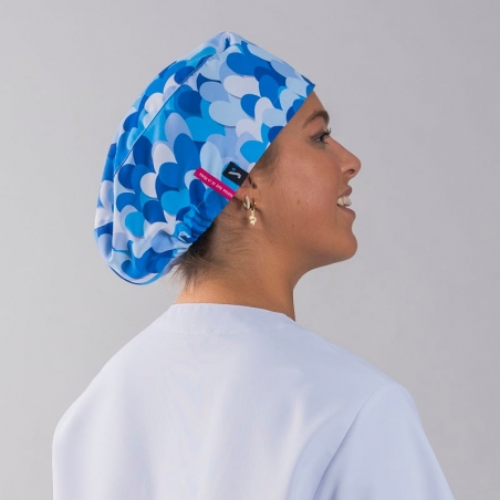 Calot médical imprimé coeurs bleu Agatha Gary's