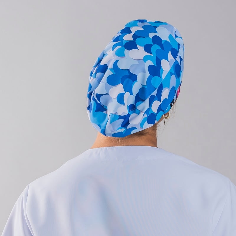 Calot médical imprimé coeurs bleu Agatha Gary's