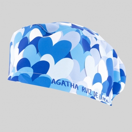 Calot médical imprimé coeurs bleu Agatha Gary's