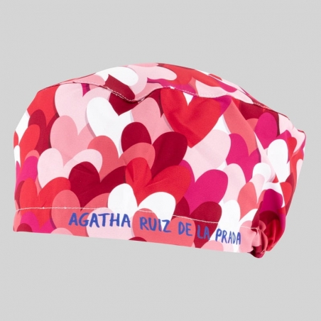 Calot chirurgien imprimé coeurs rouge Agatha Gary's