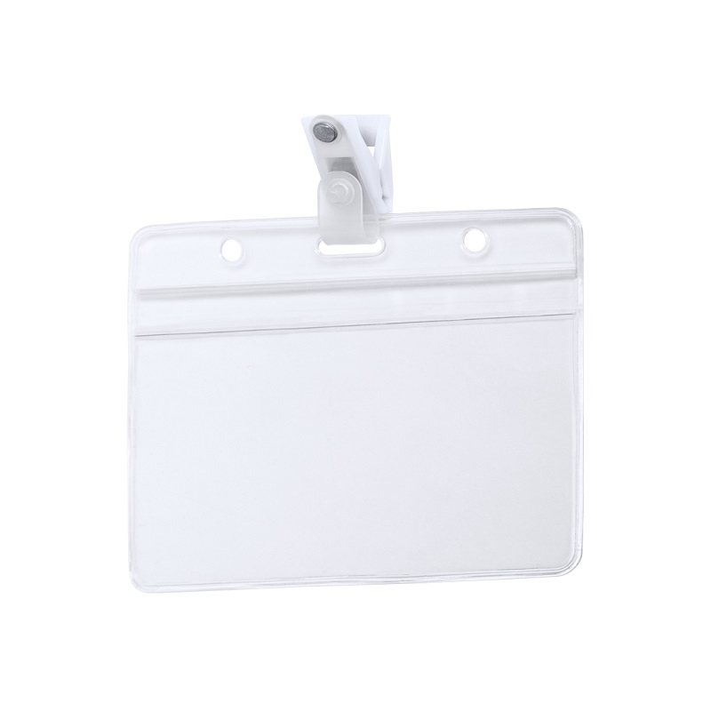 Porte Badge horizontal en PVC avec clip de fixation