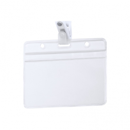 Porte Badge horizontal en PVC avec clip de fixation