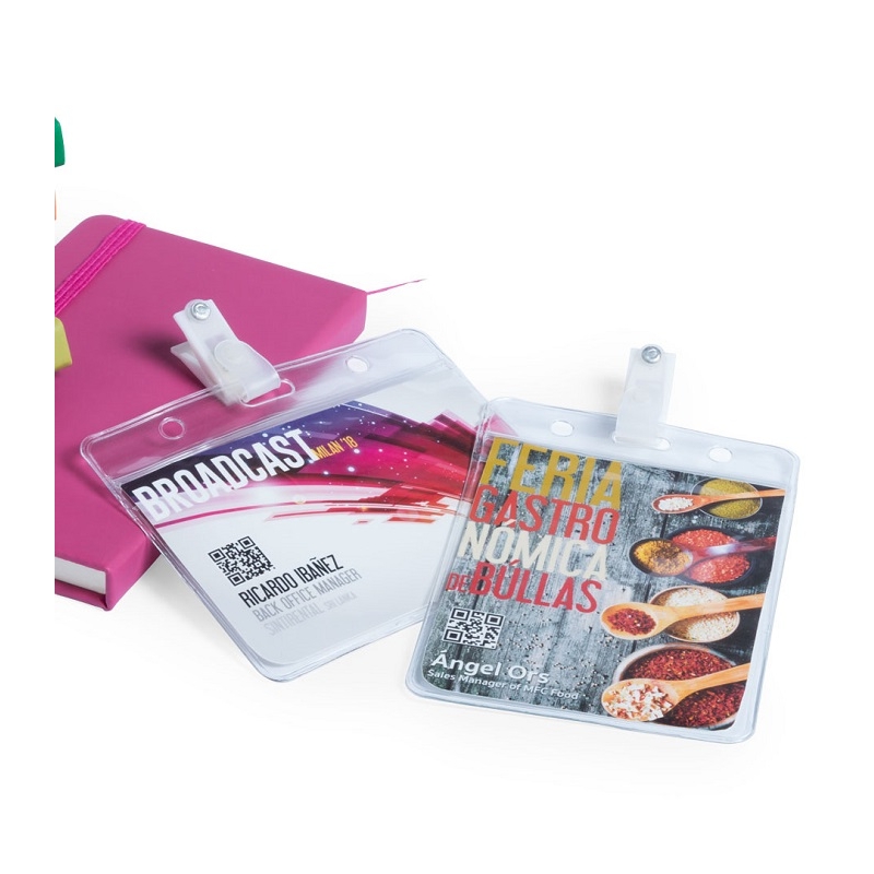 Porte Badge horizontal en PVC avec clip de fixation