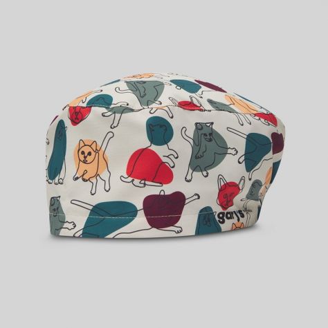 Calot vétérinaire élastiqué motif chats colorés Gary's