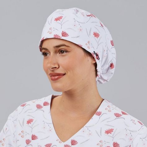 Calot infirmière élastiqué imprimé jolis fleurs Gary's