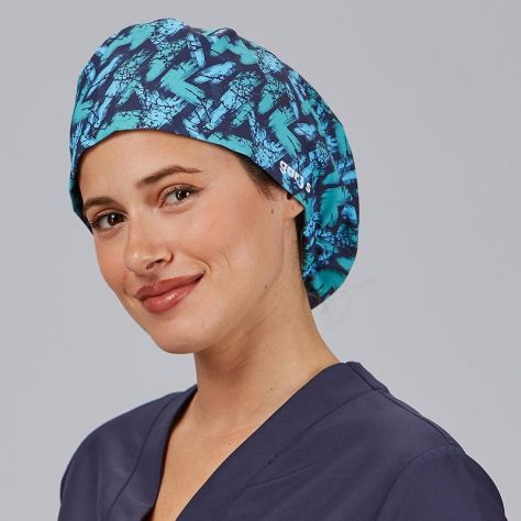 Calot de chirurgien élastiqué motif digital marine Gary's