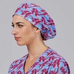 Calot de médecin élastiqué motif digital framboise Gary's