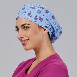 Calot infirmière élastiqué bleu motif zen Gary's