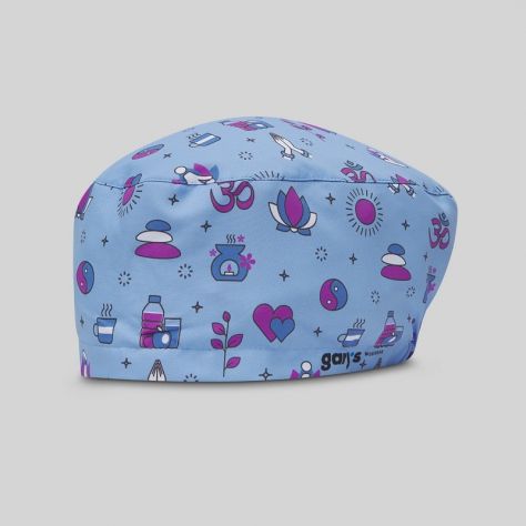 Calot infirmière élastiqué bleu motif zen Gary's