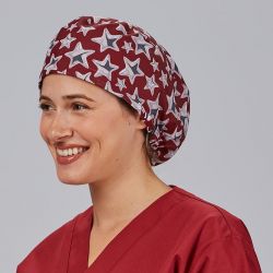 Calot médical élastiqué rouge motif étoiles Gary's