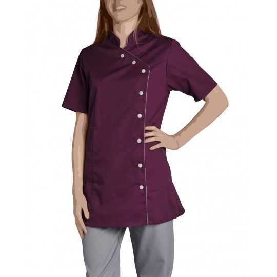 Blouse Esthéticienne Asymétrique Odile Prune