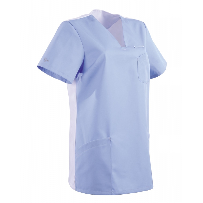 Tunique Medicale Lafont Clemix 2.0 Femme MAITHE Bleu Ciel Blanc