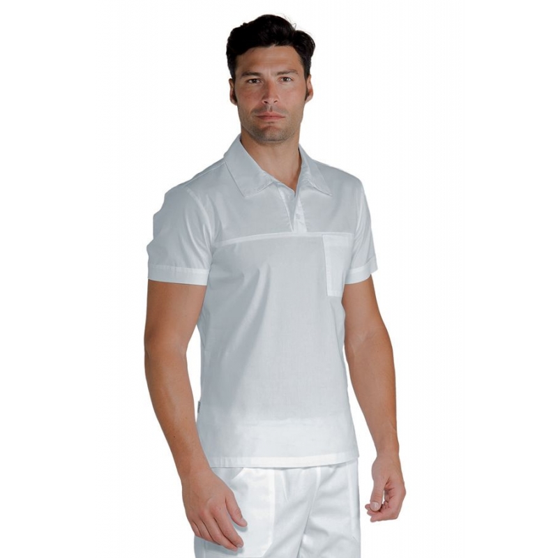 Polo Médical Stretch Manches Courtes Unisexe Blanc Miami