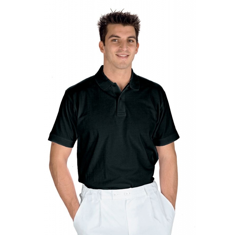 Polo Médical Unisexe 100% Coton Manches Courtes Noir