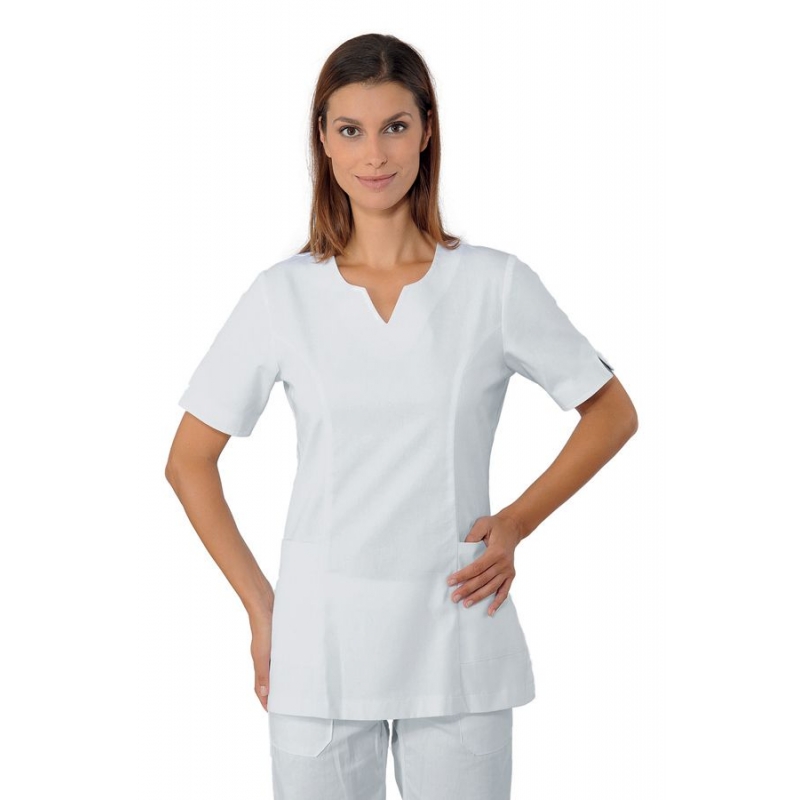Tunique Médicale Femme Col Goutte d'eau Tiffany Blanc