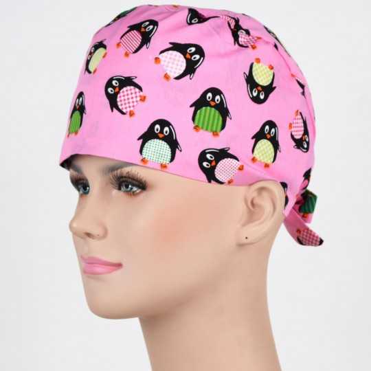 Calot de Chirurgie Rose Pingouins