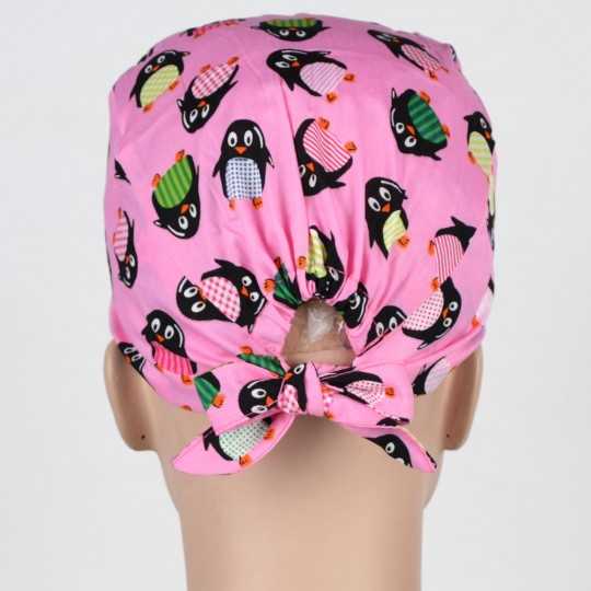Calot de Chirurgie Rose Pingouins