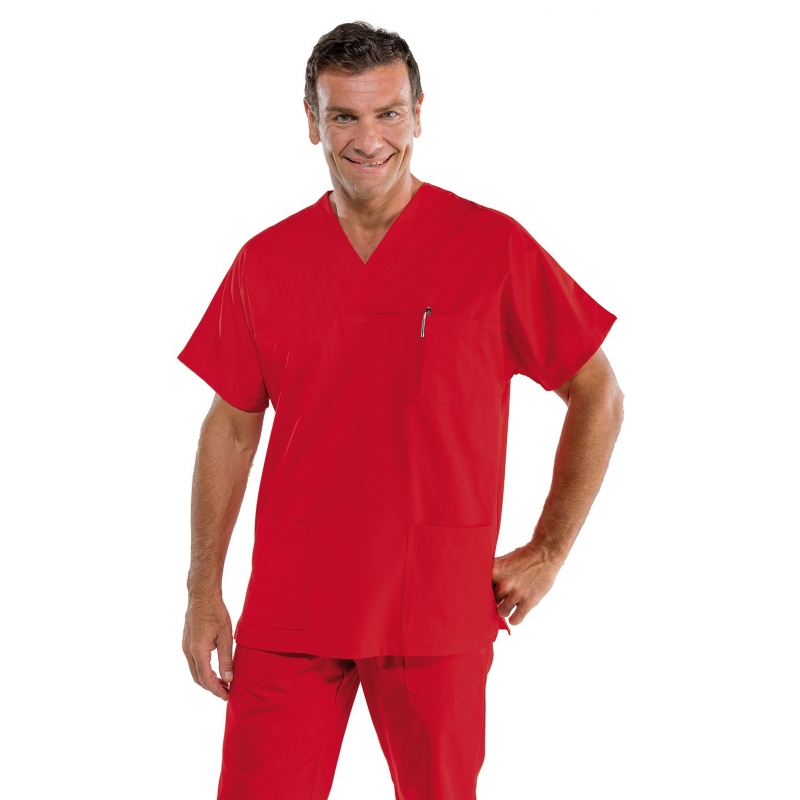 Casaque Médicale Unisexe Col V Rouge
