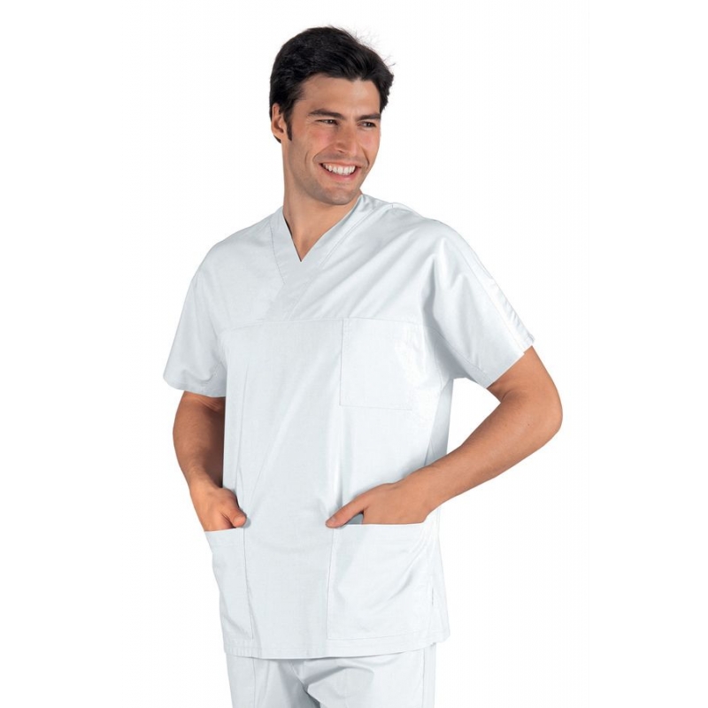 Casaque Médicale Unisexe Col V Polycoton Blanc