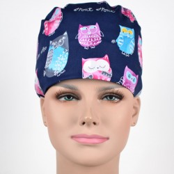 Calot Chirurgien Bleu Marine avec Hiboux Pastels