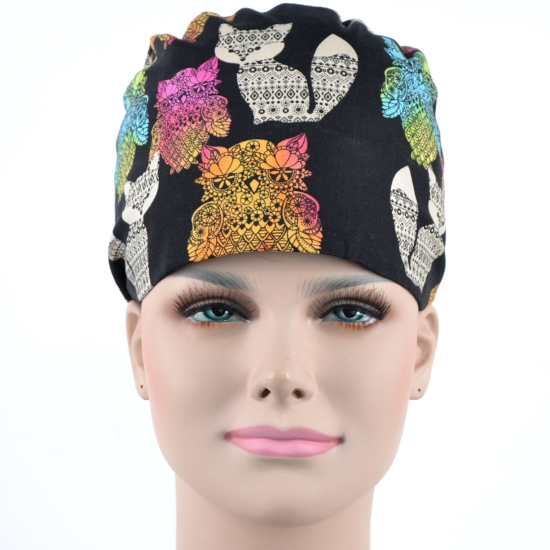 Calot Chirurgien Noir avec Animaux Azteque
