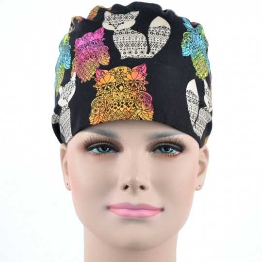 Calot Chirurgien Noir avec Animaux Azteque