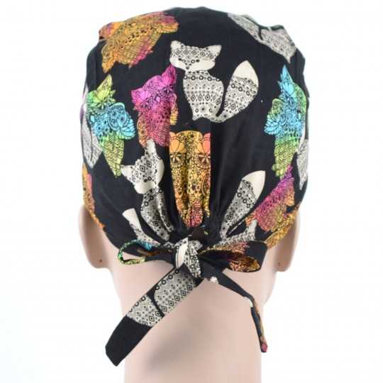 Calot Chirurgien Noir avec Animaux Azteque