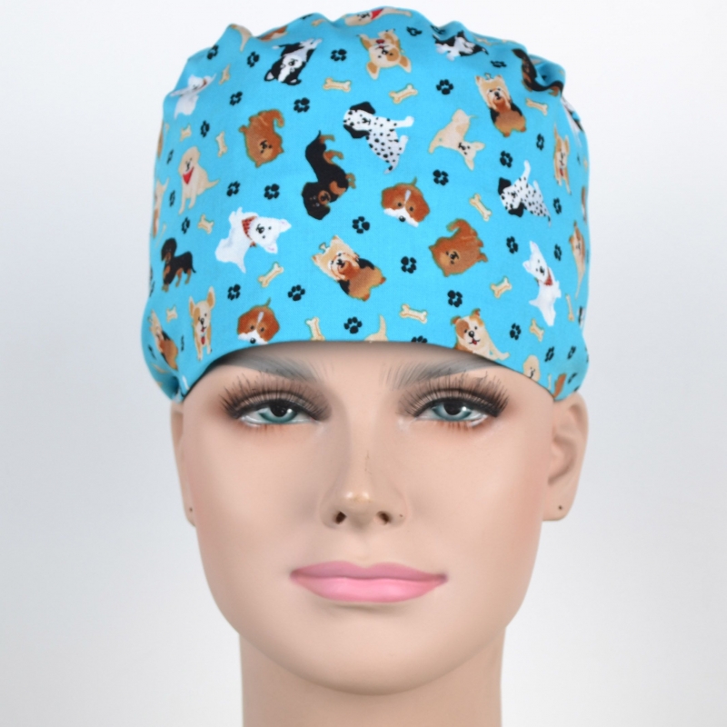 Calot Chirurgien Turquoise avec Chiens